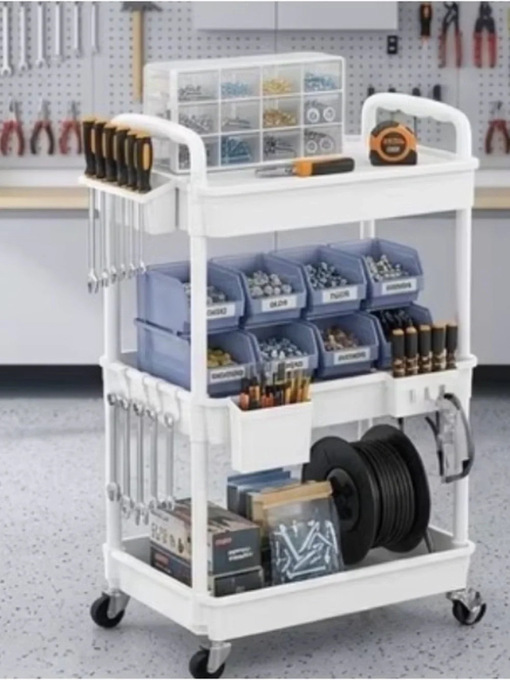 White 3-Tier Utility Rolling Cart - Brand: